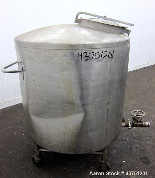 Used Groen Tank, 200 Gallon, 304 Stainless Steel, Vertical.  42" Diameter x 35" straight side.  Dished top, 1" sloped bottom.  Openings:  top 16" manway with cover; approximately 2-1/2" side bottom o...
