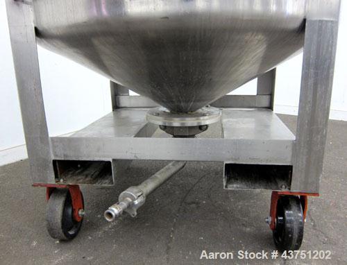 Used Groen Tank, 335 Gallon, 304 Stainless Steel, Vertical.  48" Diameter x 36" straight side.  Dished top, coned bottom.  Internal rated 15 psi. Openings: top 16" manway with cover; approximately 4"...