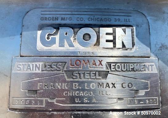 Used Groen 200 Gallon Mix Tank, Model MB-200, 304 Stainless Steel