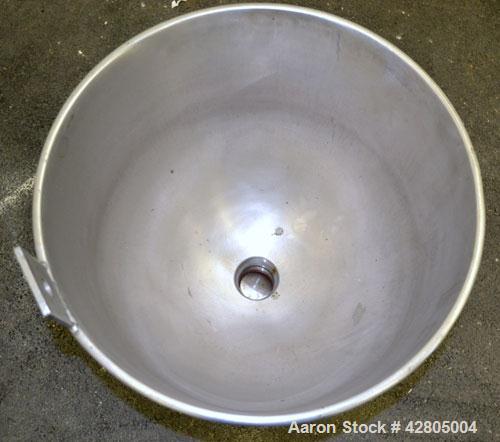Used Groen Tank, 20 Gallon, 304 Stainless Steel, Vertical. 20" Diameter x 18" deep. Open top, no cver, hemispherical bottom. Provision for a clamp on agitator. 2-1/2" Center bottom outlet with a manu...