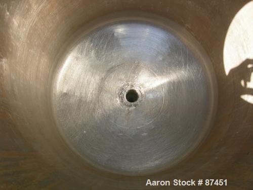USED: Groen Pressure Tank, 60 gallon, 316 stainless steel, vertical. 24" diameter x 34" straight side, dish top and bottom. Internal rated 25 psi at 650 deg F. Openings: top (2) 2", 10" with a 4" sig...