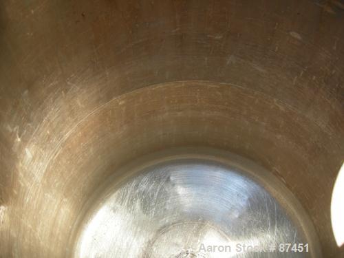 USED: Groen Pressure Tank, 60 gallon, 316 stainless steel, vertical. 24" diameter x 34" straight side, dish top and bottom. Internal rated 25 psi at 650 deg F. Openings: top (2) 2", 10" with a 4" sig...