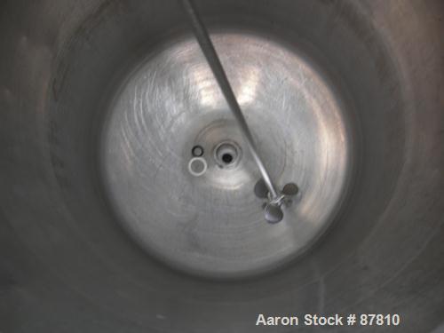 USED: Groen pressure tank, 60 gallon, 316 stainless steel, vertical. 24" diameter X 34" straight side, dish top and bottom. Internal rated 25 psi at 650 deg F. Off center top entering Lightnin air op...