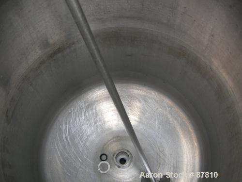 USED: Groen pressure tank, 60 gallon, 316 stainless steel, vertical. 24" diameter X 34" straight side, dish top and bottom. Internal rated 25 psi at 650 deg F. Off center top entering Lightnin air op...