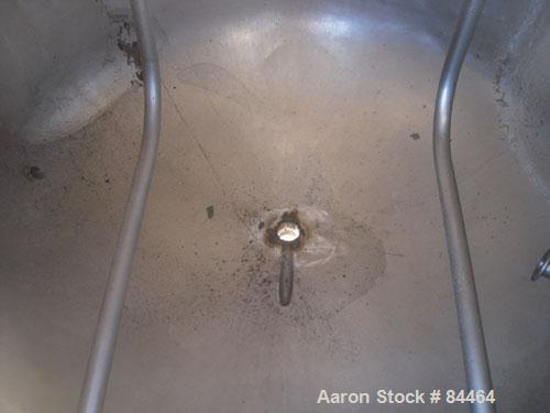 Used Grundy Pressure Tank, 182 gallon, 304 stainless steel, vertical. 38" diameter x 30" straight side, dished top and bottom, rated 30 psi. Openings: top 1-1/2", (2) 3" sight glass; side (3) 1", 14"...