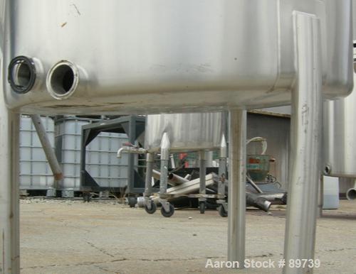 USED: Harry Holland and Sons tank, 140 gallon, 316 stainless steel, vertical. 30" diameter x 46" straight side, open top with cover, sloped bottom. Approximate 2" tri clamp side bottom outlet. Mounte...