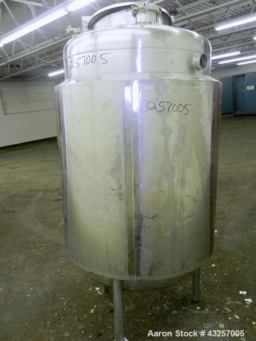 Used Hartel Tank, 125 Gallon (475 Liter), 316 Stainless Steel, Vertical. 30" Diameter x 40" straight side, dished top and bottom. Internal rated 0 psi at 93 degrees C (200 F). (1) Spray ball. Sidewal...