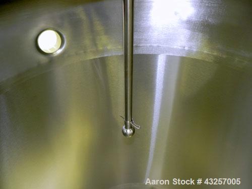 Used Hartel Tank, 125 Gallon (475 Liter), 316 Stainless Steel, Vertical. 30" Diameter x 40" straight side, dished top and bottom. Internal rated 0 psi at 93 degrees C (200 F). (1) Spray ball. Sidewal...