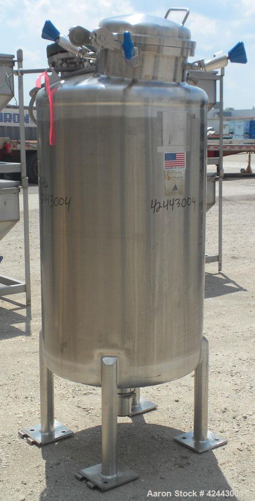 Used ITT Industries Pure-Flo Precision Tank, 165 gallon (625 liter), 316 stainless steel, vertical. 32’’ Diameter x 48’’ straight side, dished top and bottom. Internal rated atmospheric at –20 to 250...
