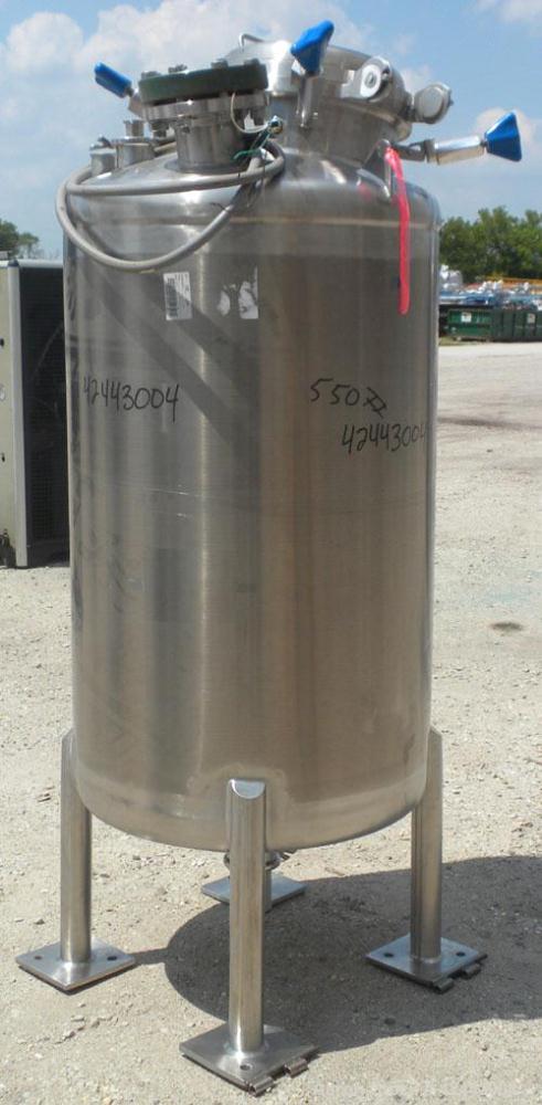 Used ITT Industries Pure-Flo Precision Tank, 165 gallon (625 liter), 316 stainless steel, vertical. 32’’ Diameter x 48’’ straight side, dished top and bottom. Internal rated atmospheric at –20 to 250...