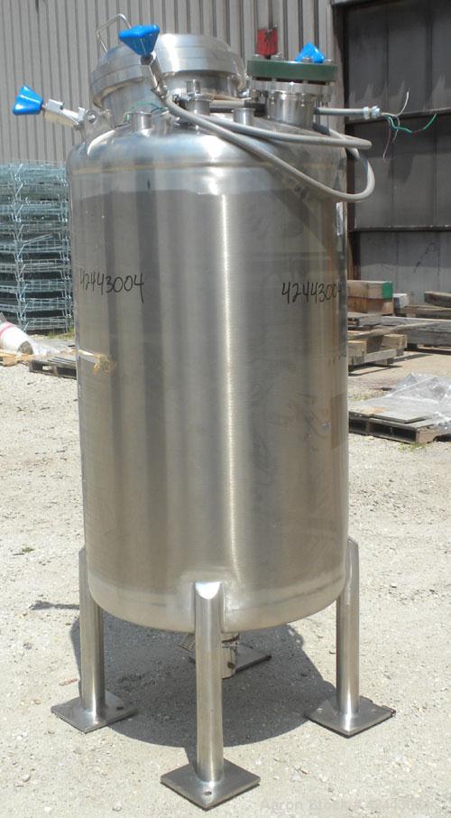 Used ITT Industries Pure-Flo Precision Tank, 165 gallon (625 liter), 316 stainless steel, vertical. 32’’ Diameter x 48’’ straight side, dished top and bottom. Internal rated atmospheric at –20 to 250...