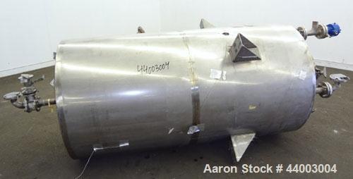 Used Indian Tuff-Tank, 350 Gallon, 316 Stainless Steel, Vertical. Approximate 38” diameter x 35” straight side. Flat top, slight coned bottom. Openings top (3) 1-1/2”, 2”, 20” man way with cover. 1-1...