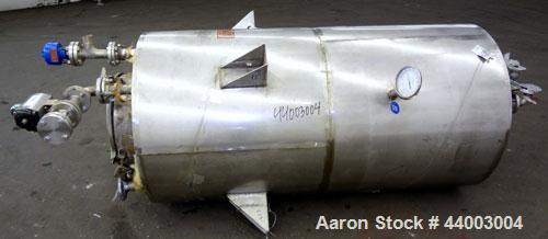 Used Indian Tuff-Tank, 350 Gallon, 316 Stainless Steel, Vertical. Approximate 38” diameter x 35” straight side. Flat top, slight coned bottom. Openings top (3) 1-1/2”, 2”, 20” man way with cover. 1-1...