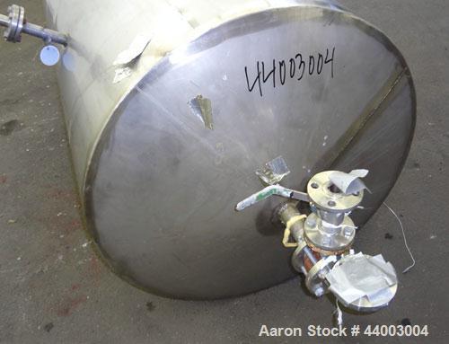 Used Indian Tuff-Tank, 350 Gallon, 316 Stainless Steel, Vertical. Approximate 38” diameter x 35” straight side. Flat top, slight coned bottom. Openings top (3) 1-1/2”, 2”, 20” man way with cover. 1-1...