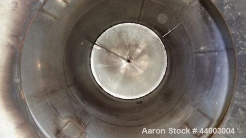 Used Indian Tuff-Tank, 350 Gallon, 316 Stainless Steel, Vertical. Approximate 38” diameter x 35” straight side. Flat top, slight coned bottom. Openings top (3) 1-1/2”, 2”, 20” man way with cover. 1-1...