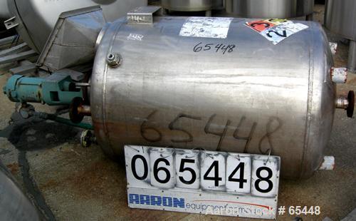 USED:Industrial Alloy Fabricators tank, 200 gallon, 316L stainless steel. 36" dia x 41" st side, dished heads, internal 14.5 psi at 300 deg F, Lightnin agitator model N330/25, 1" dia shaft with 3 bla...