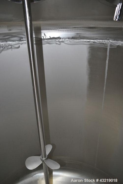 Used Inox-Maurer AG Pressure Tank, 900 Liter (238 Gallon), 316L Stainless Steel, Vertical. Approximate 39” diameter x 34” straight side, dished top and bottom. Internal rated -1/2 bar (-14.50/29 psi)...