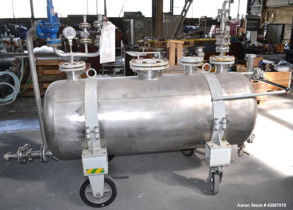 Used- Inox AG Mobile Pressure Tank, 630 Liter (166.48 Gallon), 316L Stainless Steel, Horizontal. Approximate 27 diameter x 6...