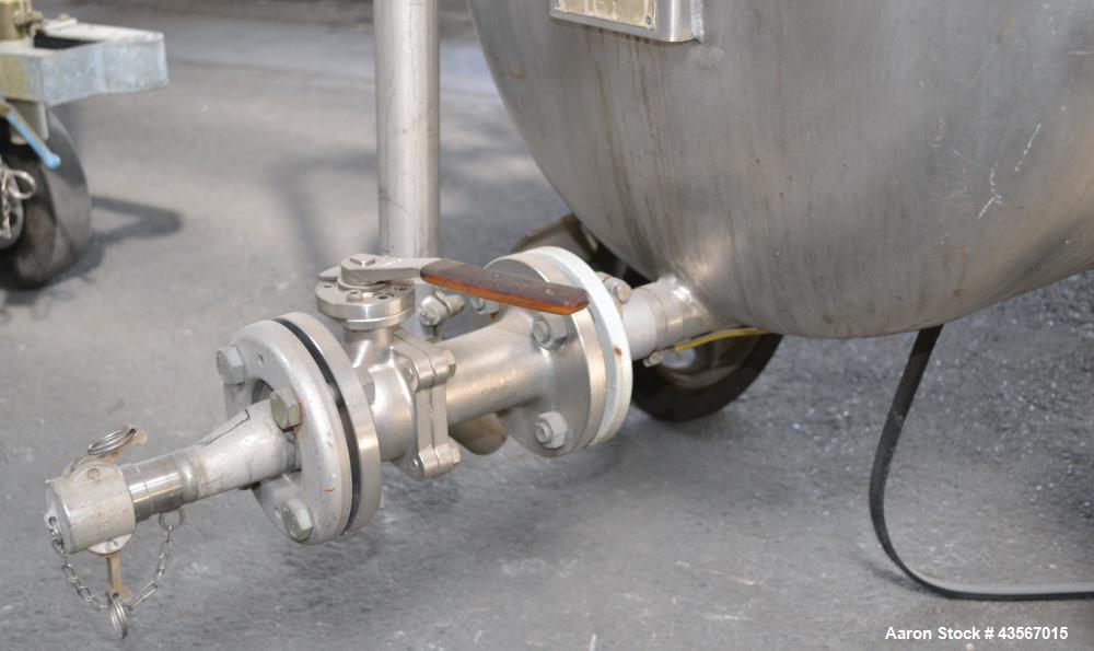 Used Inox AG Mobile Pressure Tank, 630 Liter (166.48 Gallon), 316L Stainless Steel, Horizontal. Approximate 27 diameter x 62 straight side, dished ends. Internal rated 2 kp/cm2 (1.96 bar/28.4 psi) at...