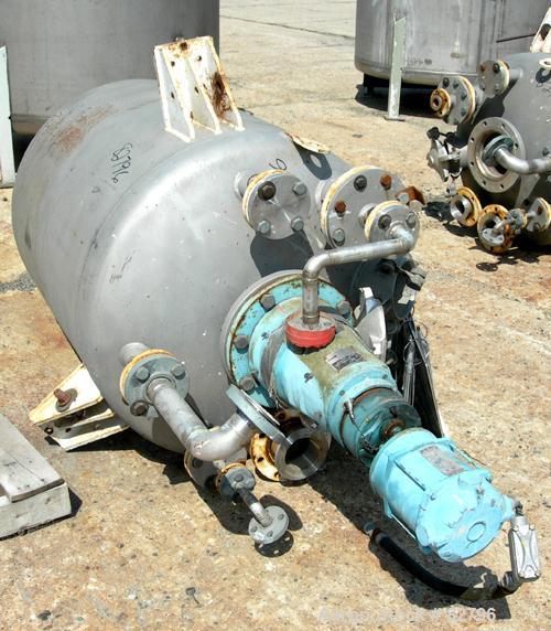 USED: Iron and Steel Contracting Co pressure tank, 190 gallon, 316 stainless steel, vertical. 36" diameter x 40" straight side. Dished top and bottom. Internal rated 15 psi at 125 deg F. Chemineer ag...