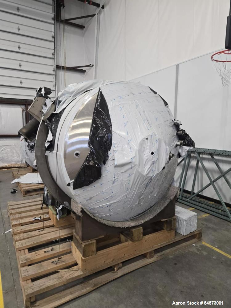 Unused JBF 360 Gallon Stainless Steel Dual-Drive Jacketed Kettle, 316L stainless steel product contact, ASME U-stamped insulated jacket rated 100 PSI at 300F, approximately 360-gallon capacity, dish ...