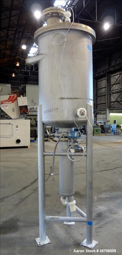Used Lee Industries Teflon Lined Pressure Tank, 144 Gallon, Model 144DBT, 316 Stainless Steel, Vertical. 30" Diameter x 44" straight side, dished bolt top, dished bottom. Internal rated Full Vacuum/1...
