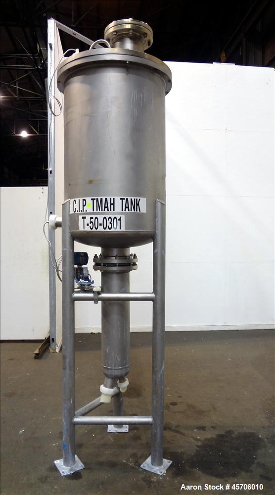 Used- Lee Industries Teflon Lined Pressure Tank, 144 Gallon, Model 144DBT, 316 Stainless Steel, Vertical. 30" Diameter x 44"...