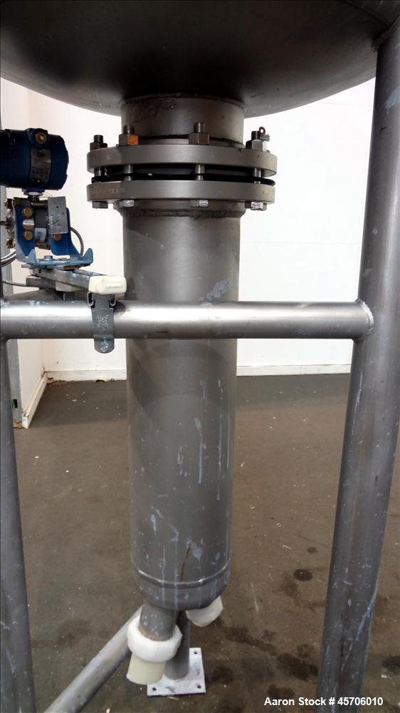 Used Lee Industries Teflon Lined Pressure Tank, 144 Gallon, Model 144DBT, 316 Stainless Steel, Vertical. 30" Diameter x 44" straight side, dished bolt top, dished bottom. Internal rated Full Vacuum/1...