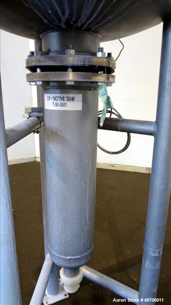Used Lee Industries Teflon Lined Pressure Tank, 144 Gallon, Model 144DBT, 316 Stainless Steel, Vertical. 30" Diameter x 44" straight side, dished bolt top, dished bottom. Internal rated Full Vacuum/1...