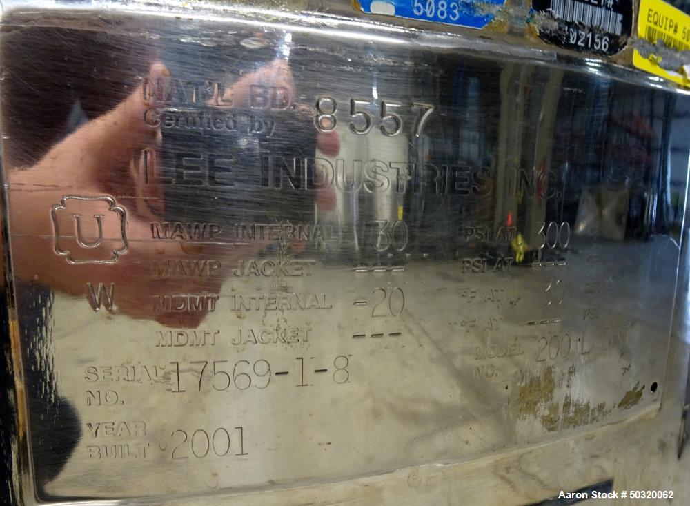 Used Lee Industries Pressure Mix Tank, 200 Liter, Model 200 LDBT