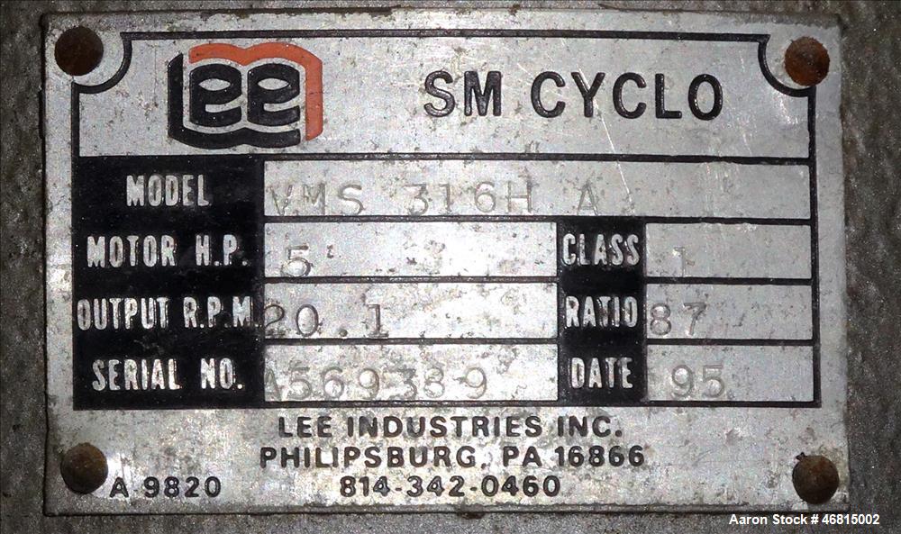 Used Lee Industries Single Motion Mixing Tank, Model 250A, 250 Gallon