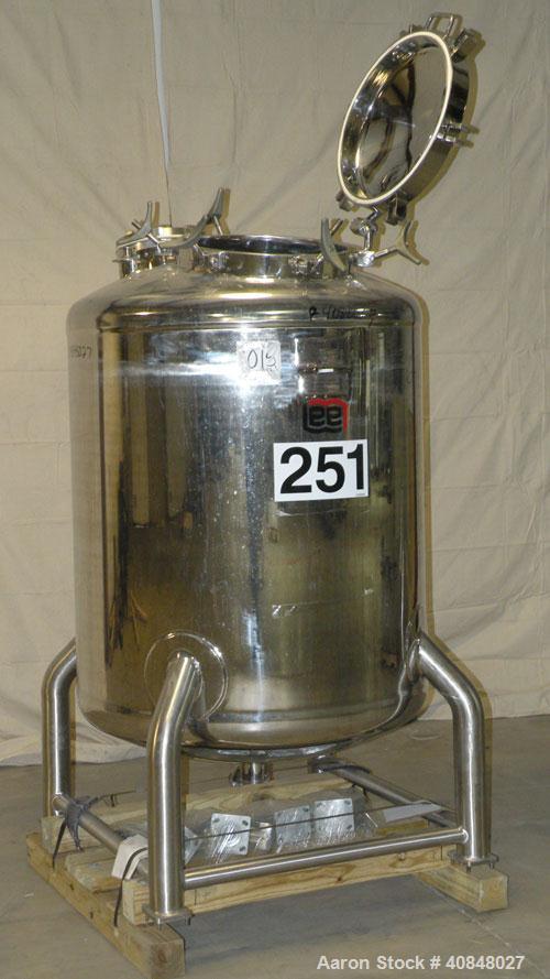 Used- Lee Industries Polished Pressure Tank, Model 250DBT, 250 gallon, 316 stainless steel, vertical. 40" diameter x 42" str...