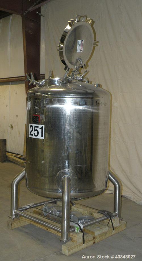 Used- Lee Industries Polished Pressure Tank, Model 250DBT, 250 gallon, 316 stainless steel, vertical. 40" diameter x 42" str...