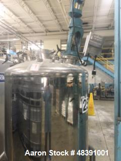 Used Lee Industries Polished Pressure Tank, Model 250DBT. 250 gallon, 316 stainless steel, vertical. 40" diameter x 42" straight side, dished top and bottom. Internal designed for vacuum service and ...