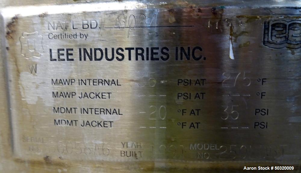 Used Lee Industries Pressure Mix Tank, 250 Liter, Model 250 LDBT