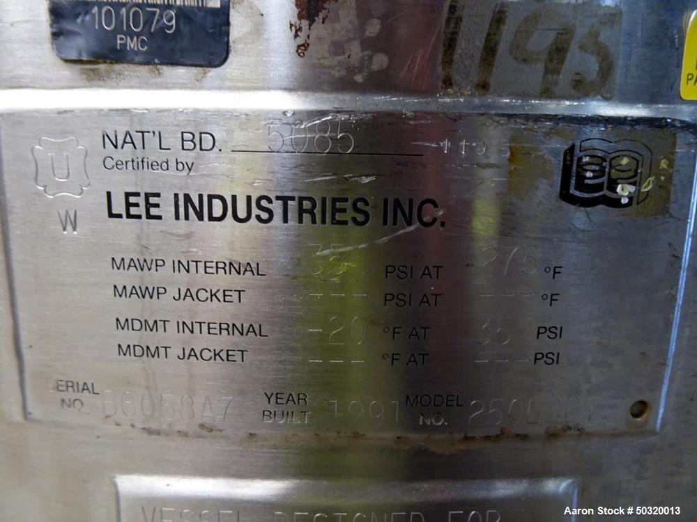 Used- Lee Industries Pressure Mix Tank, 250 Liter, Model 250 LDBT