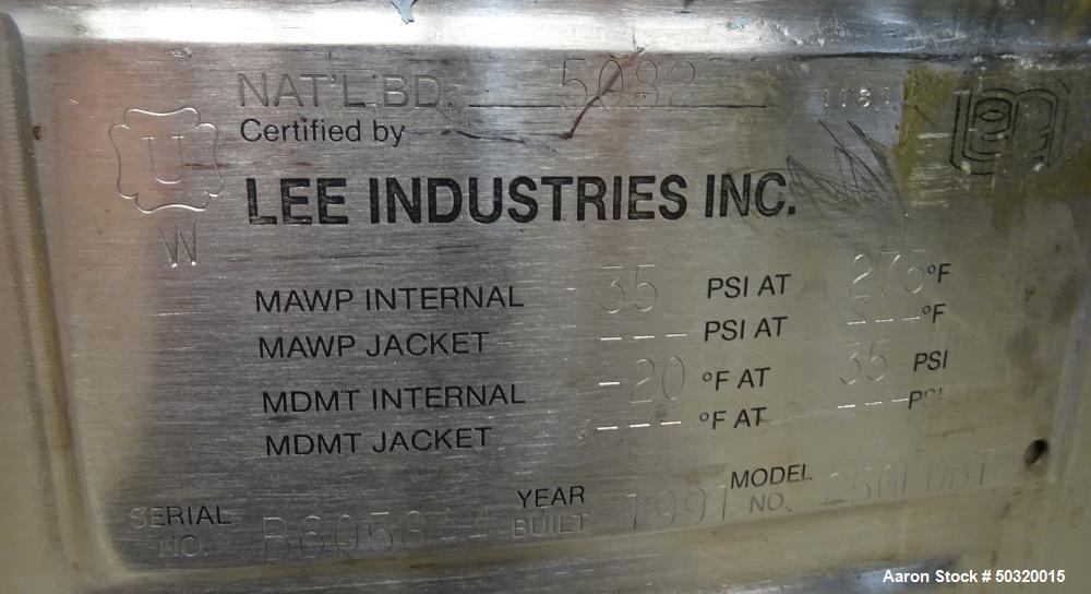 Used- Lee Industries Pressure Mix Tank, 250 Liter, Model 250 LDBT,