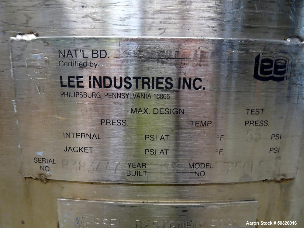 Used Lee Industries Pressure Mix Tank, 250 Liter, Model 250 LDBT