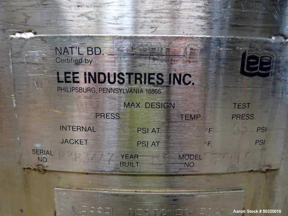 Used- Lee Industries Pressure Mix Tank, 250 Liter, Model 250 LDBT