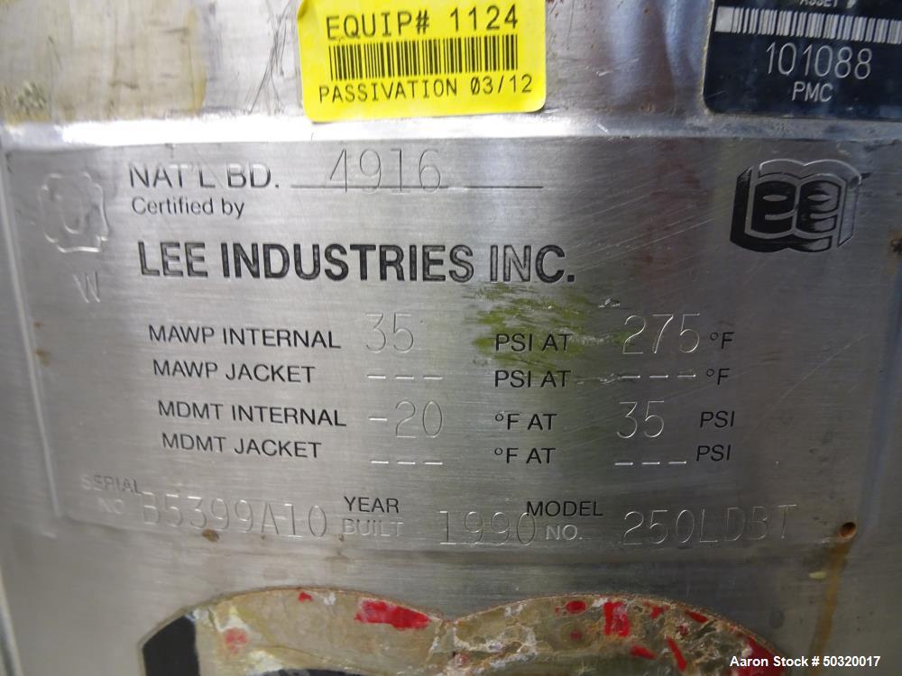 Used- Lee Industries Pressure Mix Tank, 250 Liter, Model 250 LDBT