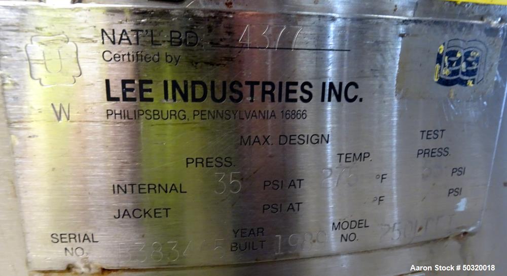 Used- Lee Industries Pressure Mix Tank, 250 Liter, Model 250 LDBT