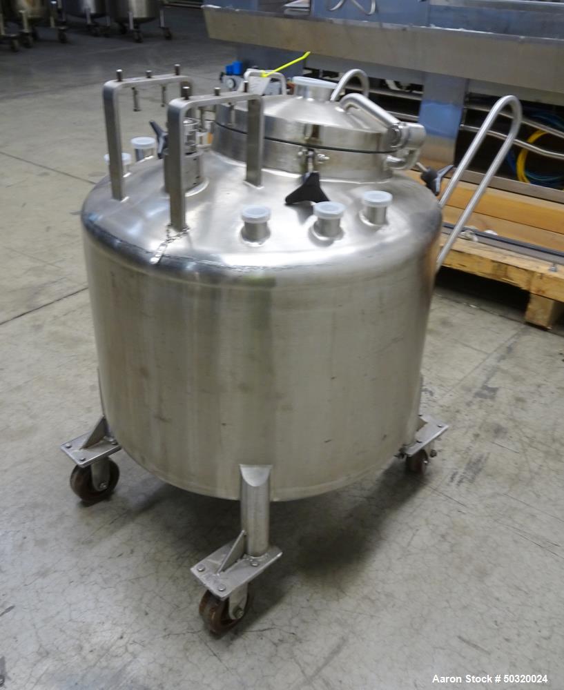 Used- Lee Industries Pressure Mix Tank, 250 Liter, Model 250 LDBT, 316L Stainless Steel, Vertical. Approximate 30" diameter ...