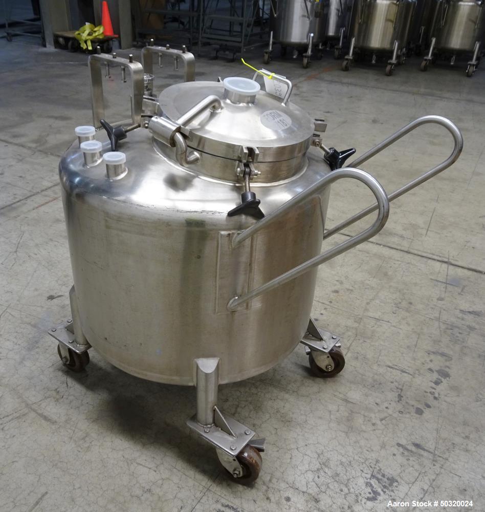 Used- Lee Industries Pressure Mix Tank, 250 Liter, Model 250 LDBT, 316L Stainless Steel, Vertical. Approximate 30" diameter ...