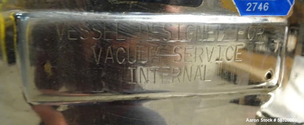 Used Lee Industries, Vertical Mix Tank 316L Stainless Steel, 250 Liter Capacity