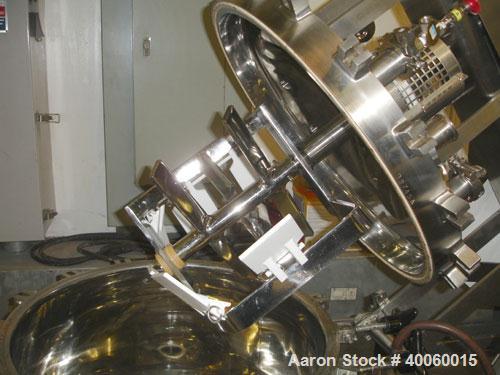 Used Lee Double Motion Vacuum Receiver, 25 Gallon, Model 25SS9MT, Stainless Steel. Rated 75 psi /full vacuum @ 300 F, double motion agitator with side wall scrape and inner opposing paddles, 1.4 hp a...
