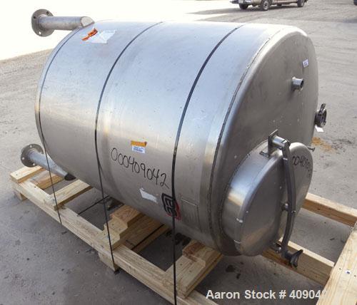 Used Lee Industries Tank, Model 300DBT, 300 Gallon, 316 Stainless Steel, Vertical. 44" diameter x 48" straight side, dished top and bottom. Internal rated to –20 deg.f.. Openings top 3/8’’, (2) 1-1/2...