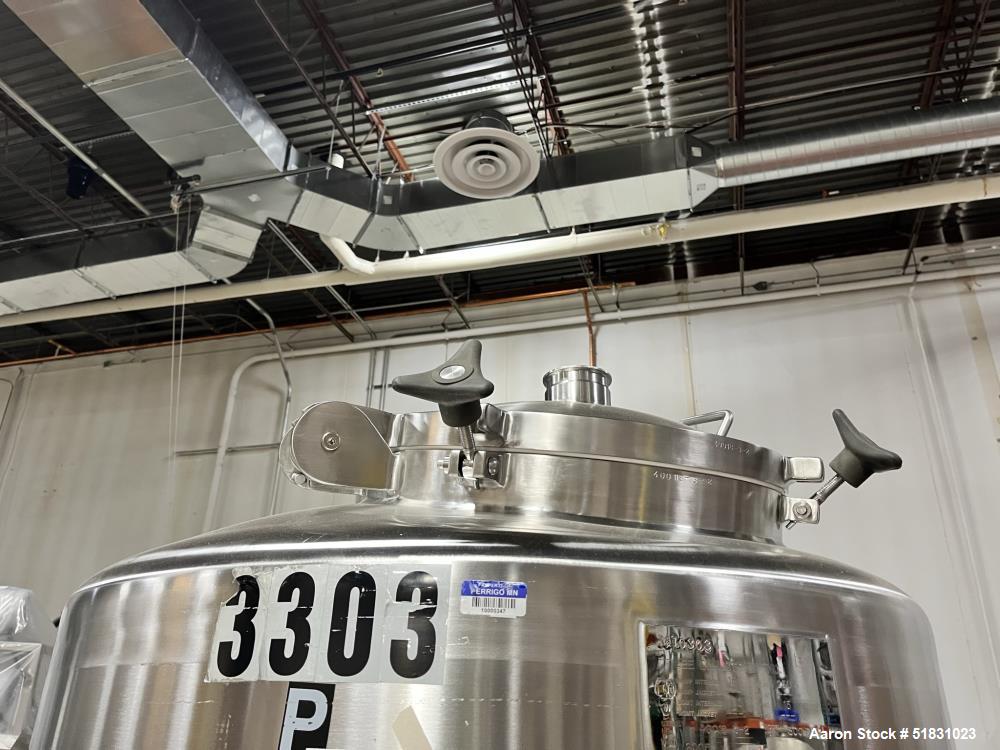 Used Lee Industries Stainless Steel Tank, Approximately 300 Gallons, Model 300DBT, 316L Stainless Steel, Vertical. Approximate 44" diameter x 42" straight side. Dished top and bottom. Internal rated ...