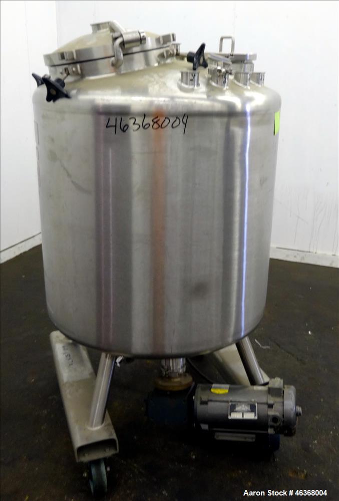 Used Lee Industries Pressure Tank, 132 Gallons (500 Liters), Model 500LDBT, 316L Stainless Steel, Vertical. 36" Diameter x 32" straight side, dished top and bottom. Internal rated 15 psi at -20 to 25...