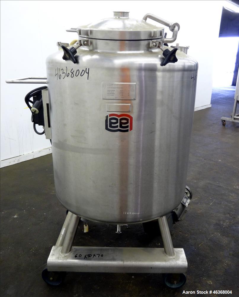 Used- Lee Industries Pressure Tank, 132 Gallons (500 Liters), Model 500LDBT, 316L Stainless Steel, Vertical. 36" Diameter x ...