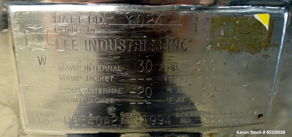 Used Lee Industries Pressure Mix Tank, 500 Liter, Model 500 LDBT
